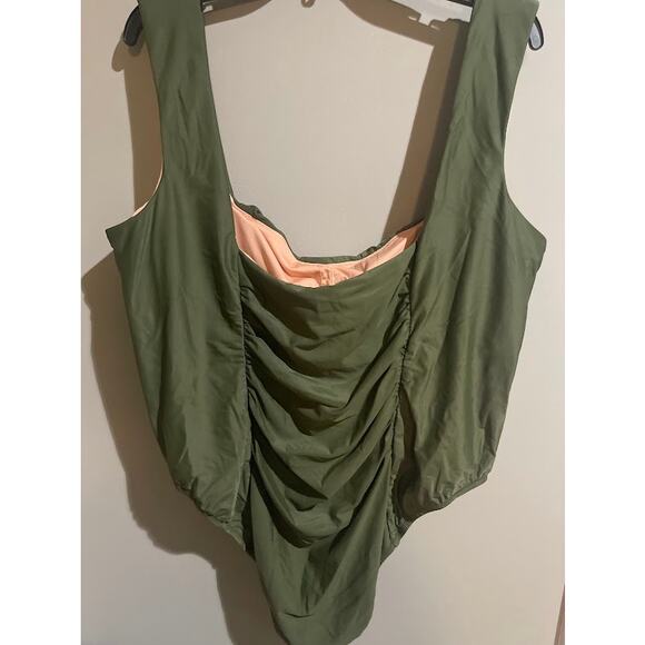 J. Crew Olive Green‎ Ruched One Piece Swimsuit Plus Size 24 - Picture 4 of 7